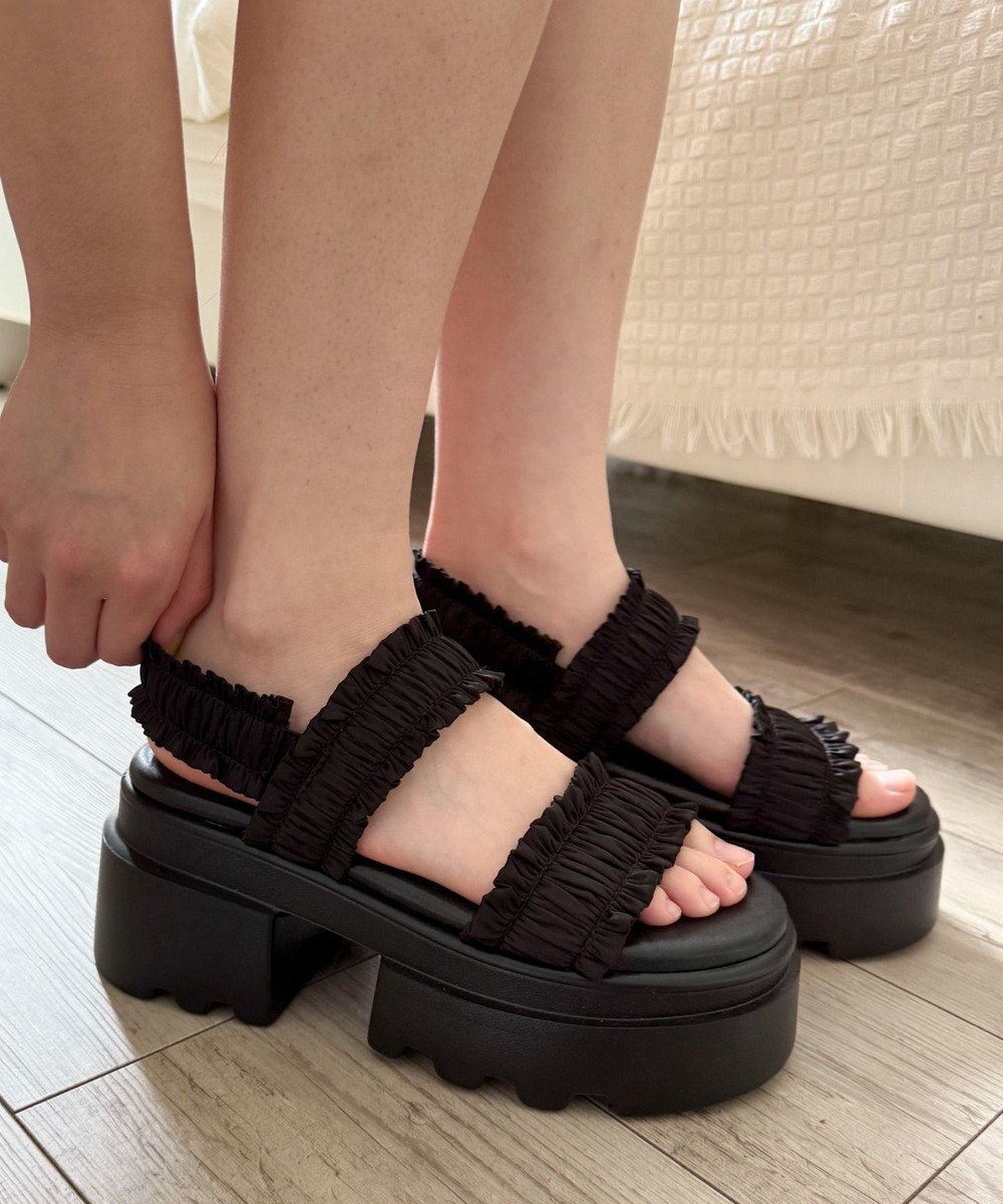 WEGO 厚底フリルギャザーサンダル 