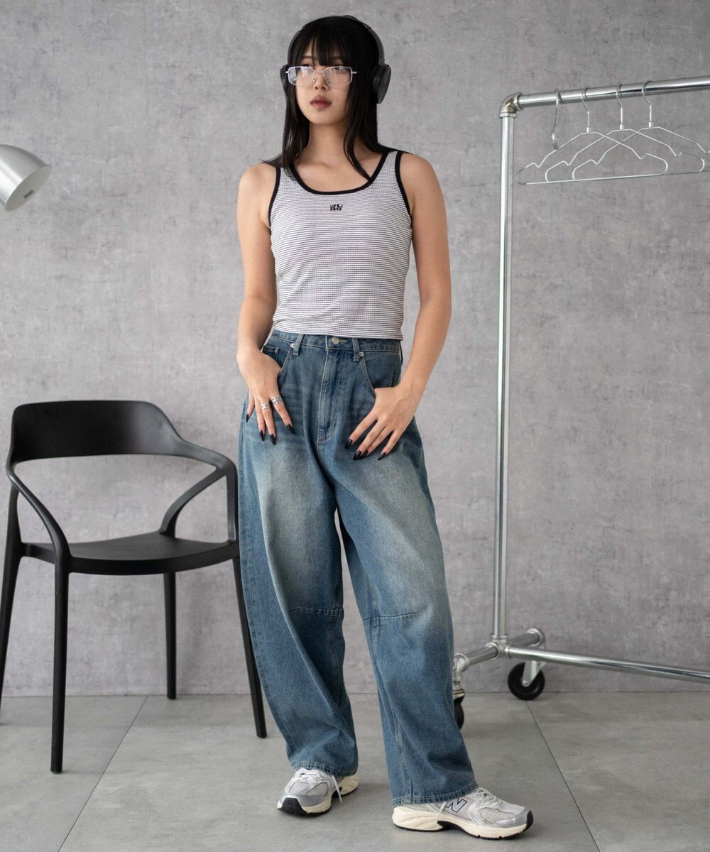 WEGO 【カップ付きインナー】グラフィックカップ付きリブタンク 