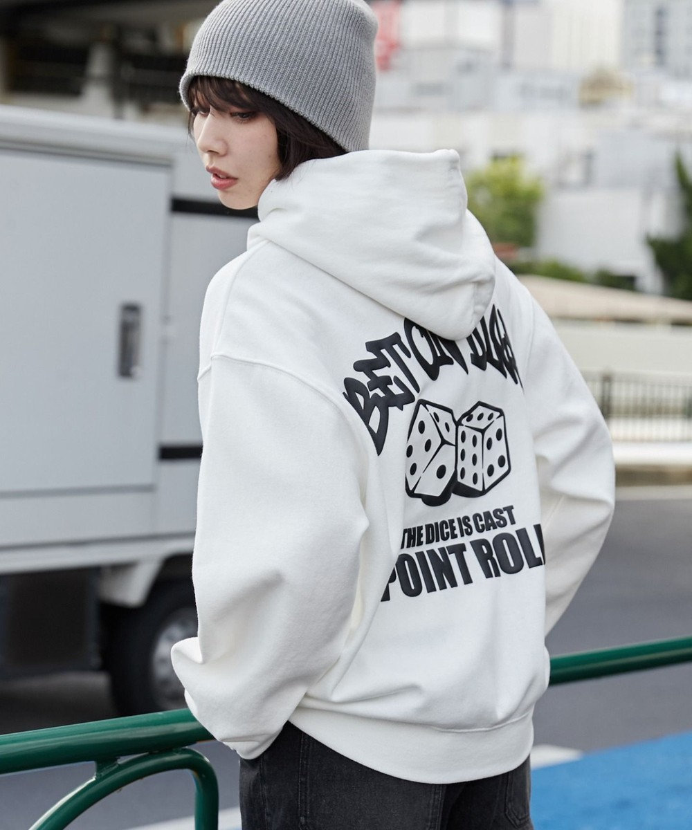 WEGO 【ユニセックス着用ITEM/裏起毛/SMLサイズ展開】リラックスフィットグラフィックパーカー ホワイト