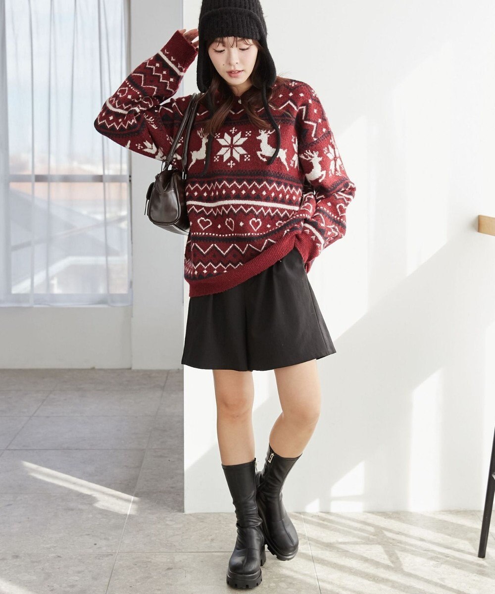 WEGO フラッフィーグラフィックBIGニットプルオーバー 