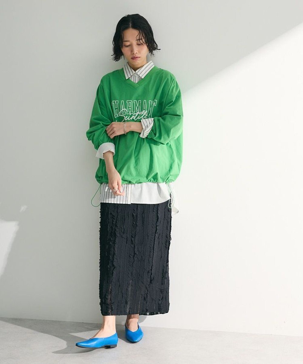 Green Parks ジャガードストライプフリルＩラインスカート 