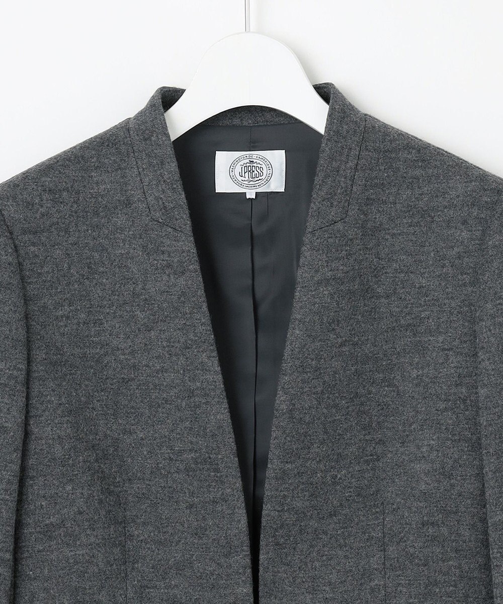 J.PRESS LADIES 【セットアップ対応】ウールスムース ノーカラー ジャケット 