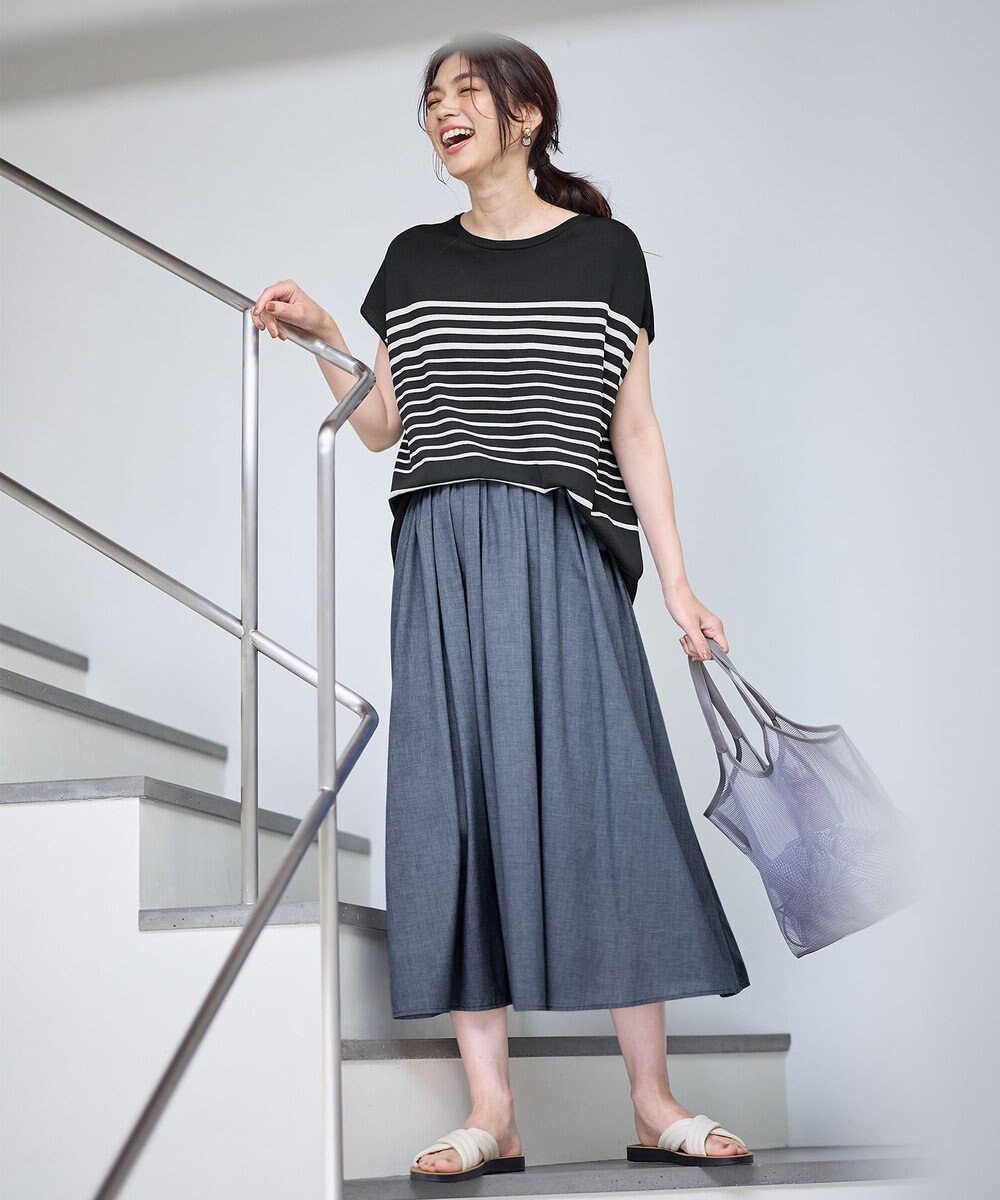 ANY 【大好評につき新色追加！/ウエストゴム】シャンブレーライクフレアスカート 