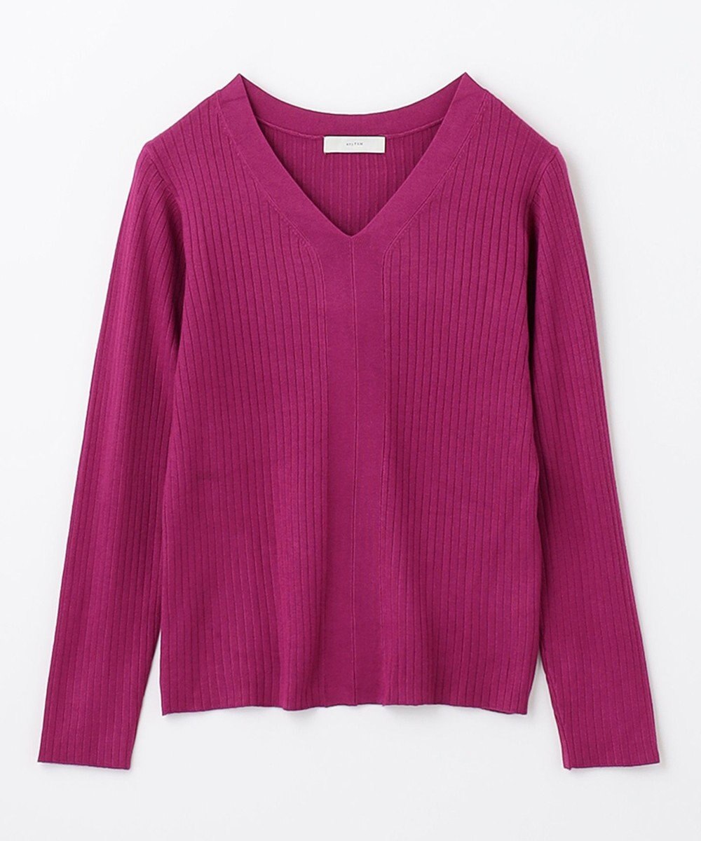 ANY 【洗える】Vネック リブニット 