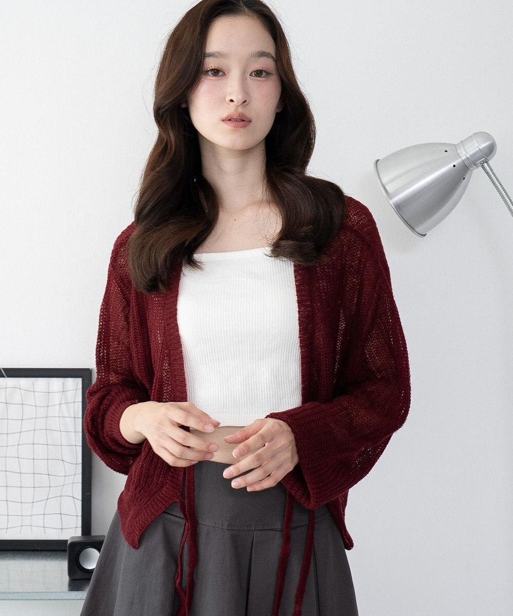 WEGO 【25年秋冬新作】モヘアタッチ2WAYリボンカーデ 