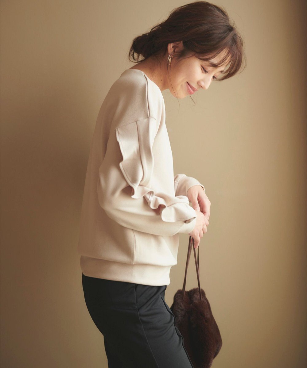 Feroux 【洗える】袖フリルダンボール プルオーバー 