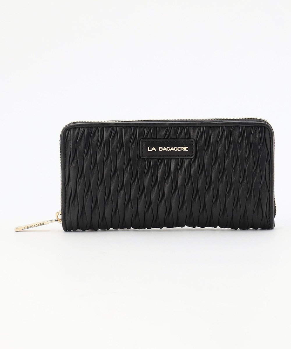 LA BAGAGERIE シープレザープリーツ加工ラウンドウォレット 