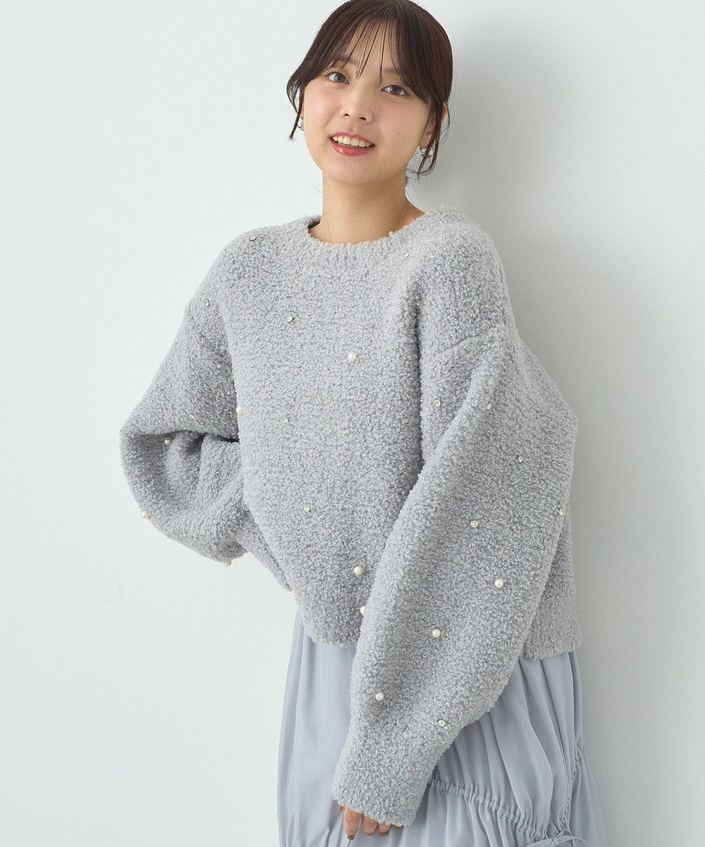 earth music&ecology ブークレービジュープルオーバー Light Gray