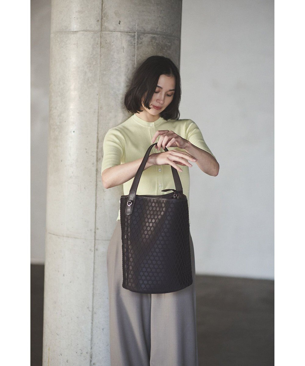 MIYABIYA LAQUOH【撥水加工】篭目柄エンボスボンディング バケツ型2WAYショルダー 