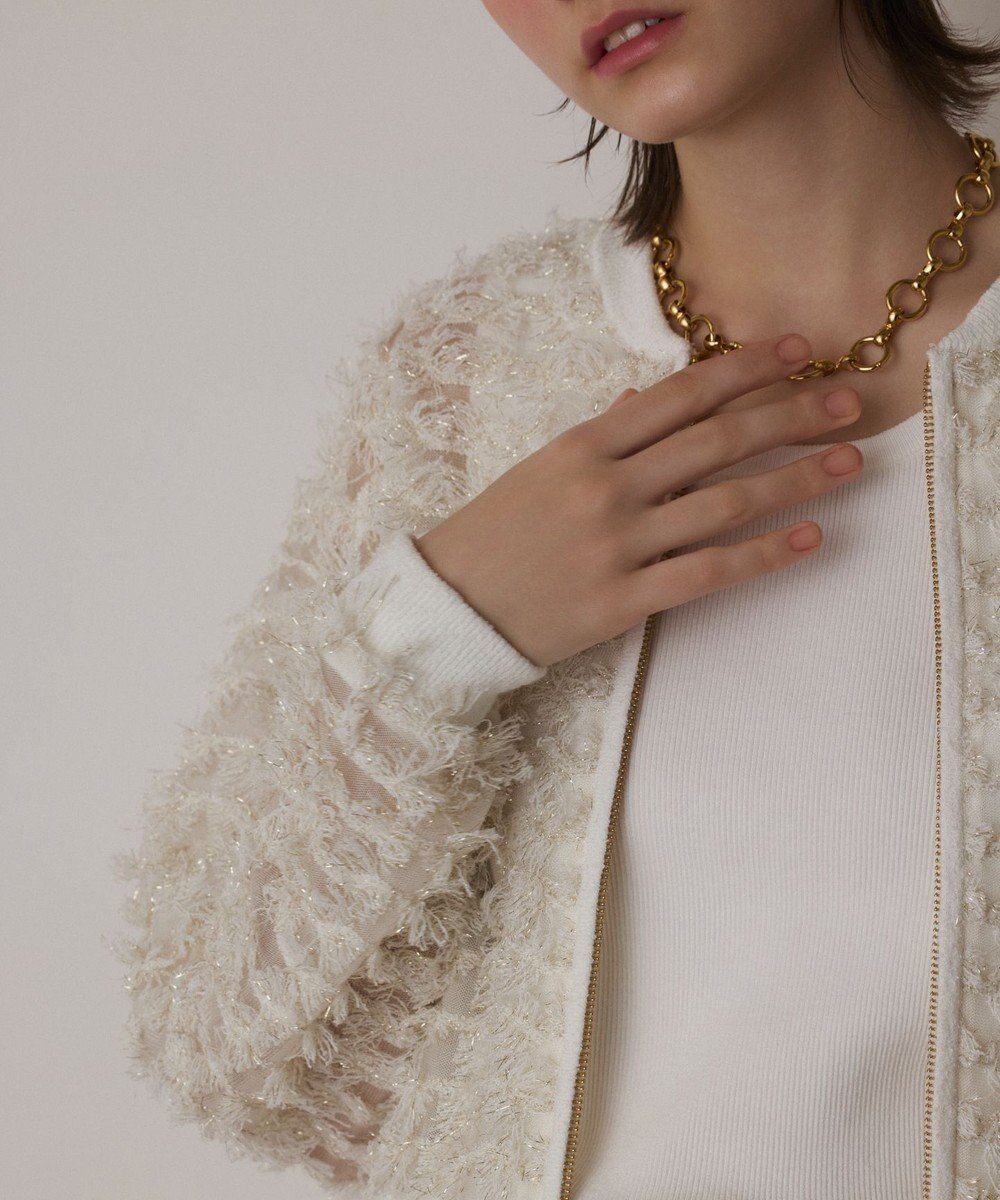 GRACE CONTINENTAL フリンジニットzipカーディガン 