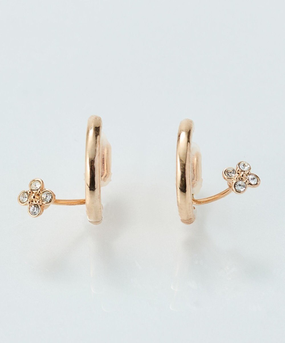 Phoebe 【金属アレルギー対応】【痛くないシリーズ】フラワービジューフロートライトフィットイヤリング　シャンパンゴールド 