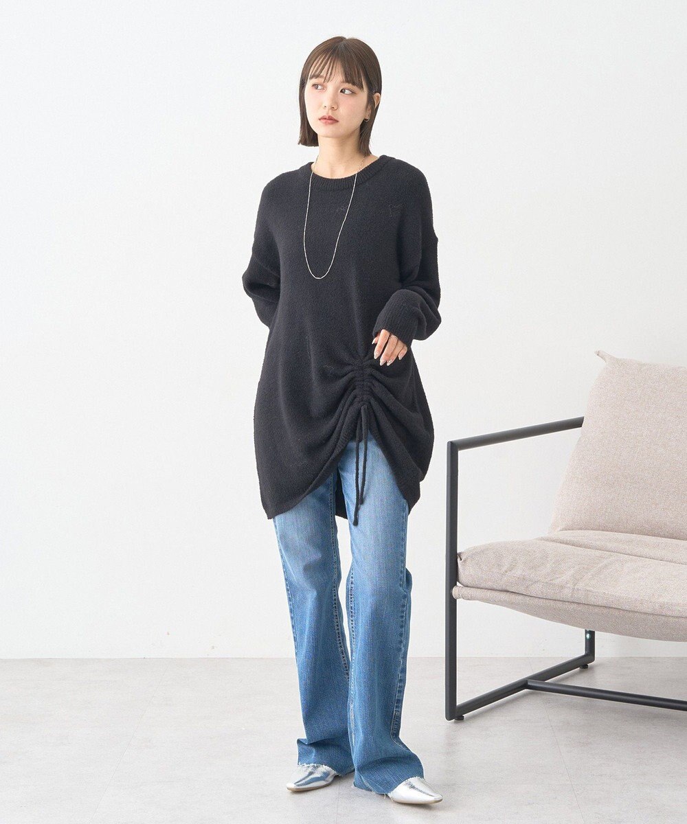 earth music&ecology 【セルフカット可】ストレッチフレアデニムパンツ 