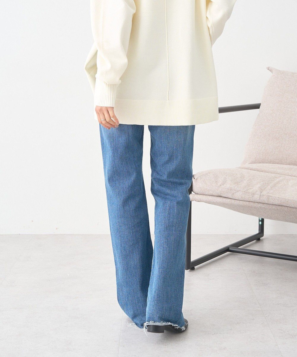 earth music&ecology 【セルフカット可】ストレッチフレアデニムパンツ 