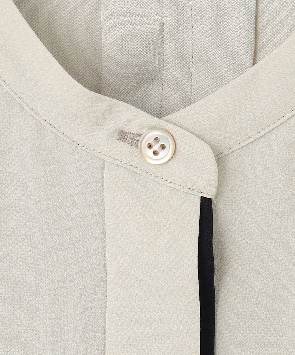 ICB 【人気のため新色追加・WEB限定カラーあり】BackSatinAmunzen 5分袖バンドカラーブラウス 