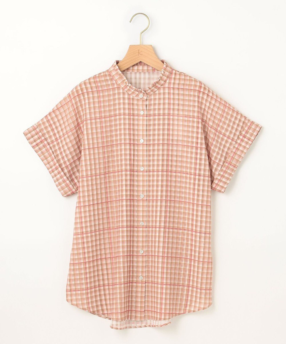 組曲 L 【洗える】シアーチェック ブラウス 