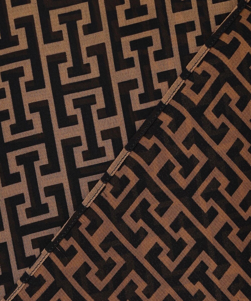 ICB 【30th ANNIVERSARY】 モノグラムプリントシフォン バンドカラーブラウス 