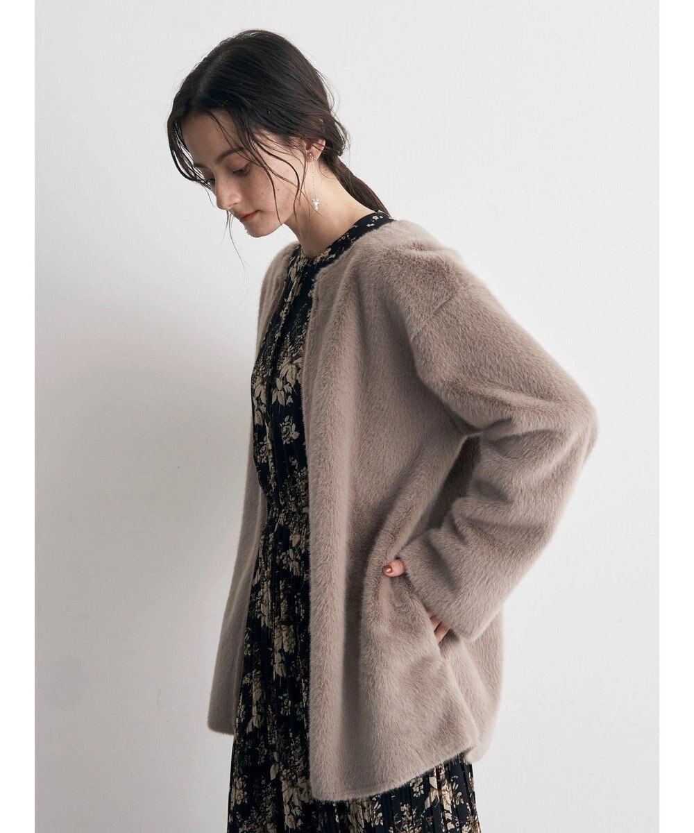 ZARA フェイクファーカーディガン ノーカラー コート ファー ボア