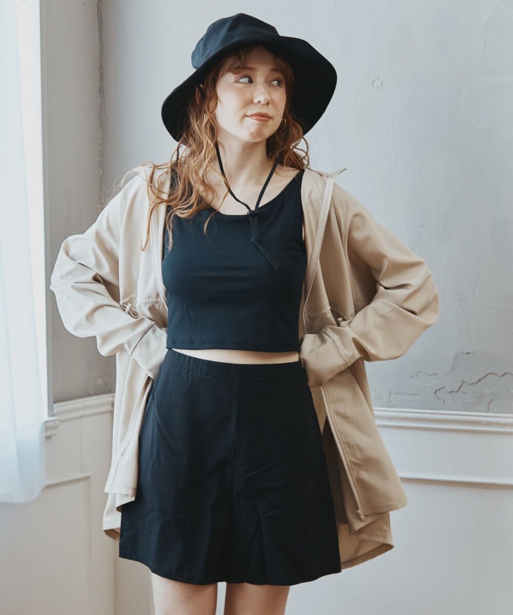 San-ai Resort（三愛水着楽園） 【WEB限定】5点セット バケットハット付きUVカット リブタンキニ+ラッシュガードセット水着【BeachQueen(ビーチクイーン）】 