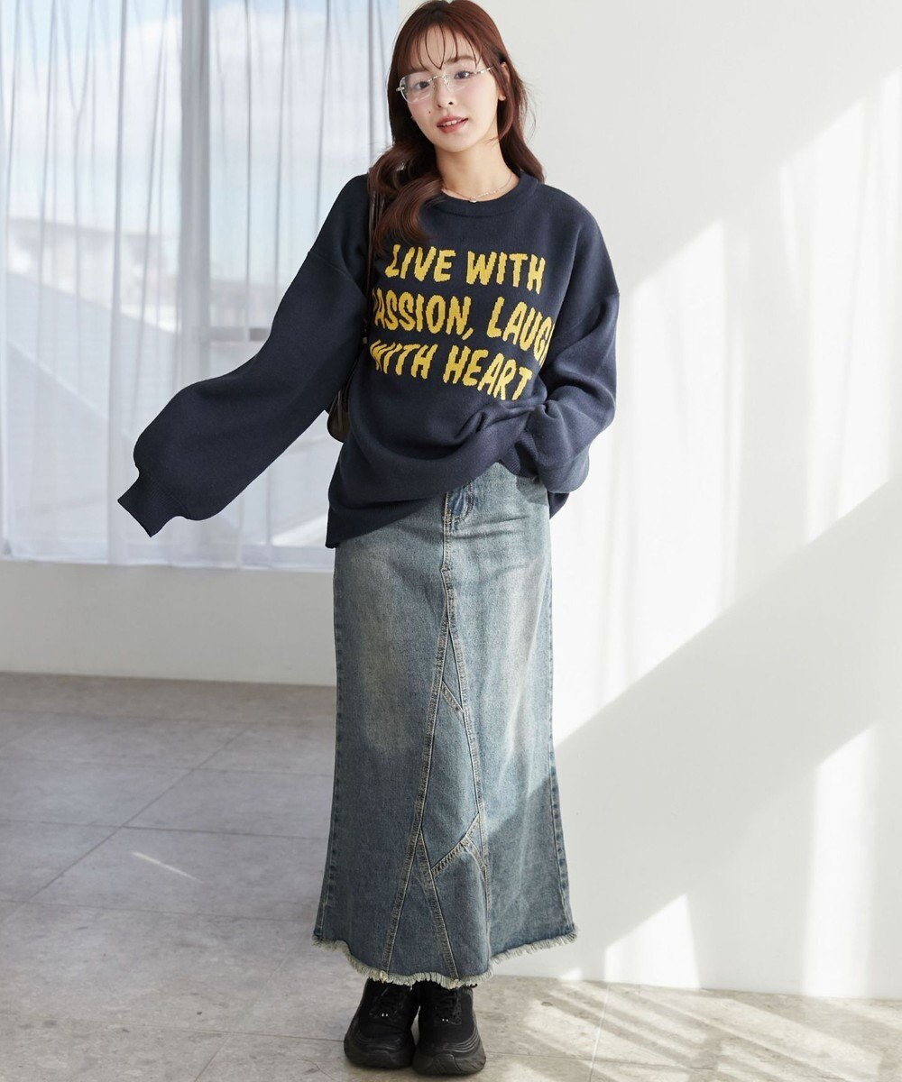 WEGO グラフィックBIGニットプルオーバー 