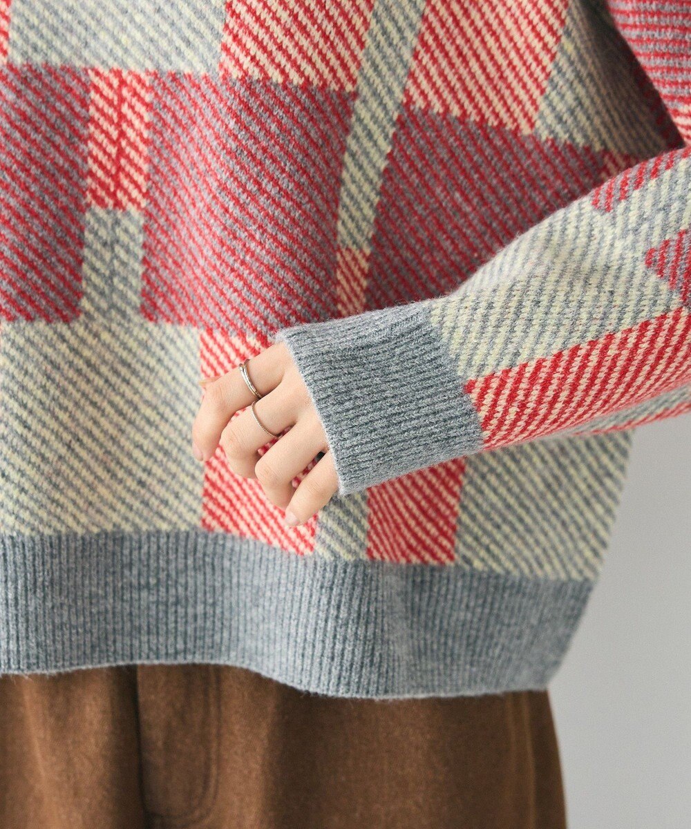 CRAFT STANDARD BOUTIQUE 洗える/チェック柄ニットプルオーバー 