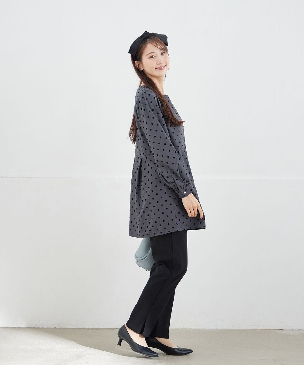 Tiaclasse L 【洗える】フロッキードットチュニック 