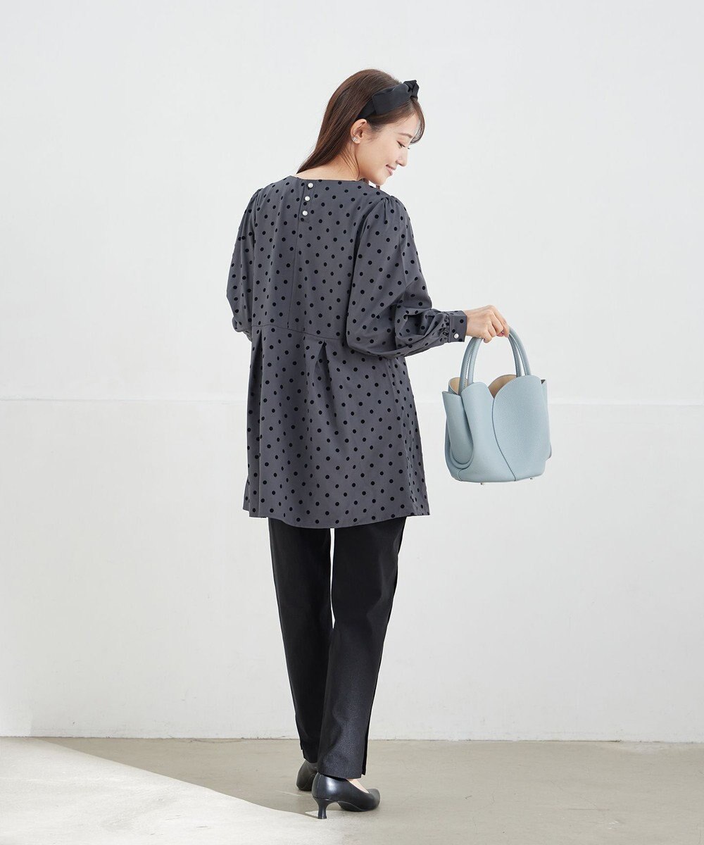 Tiaclasse L 【洗える】フロッキードットチュニック 