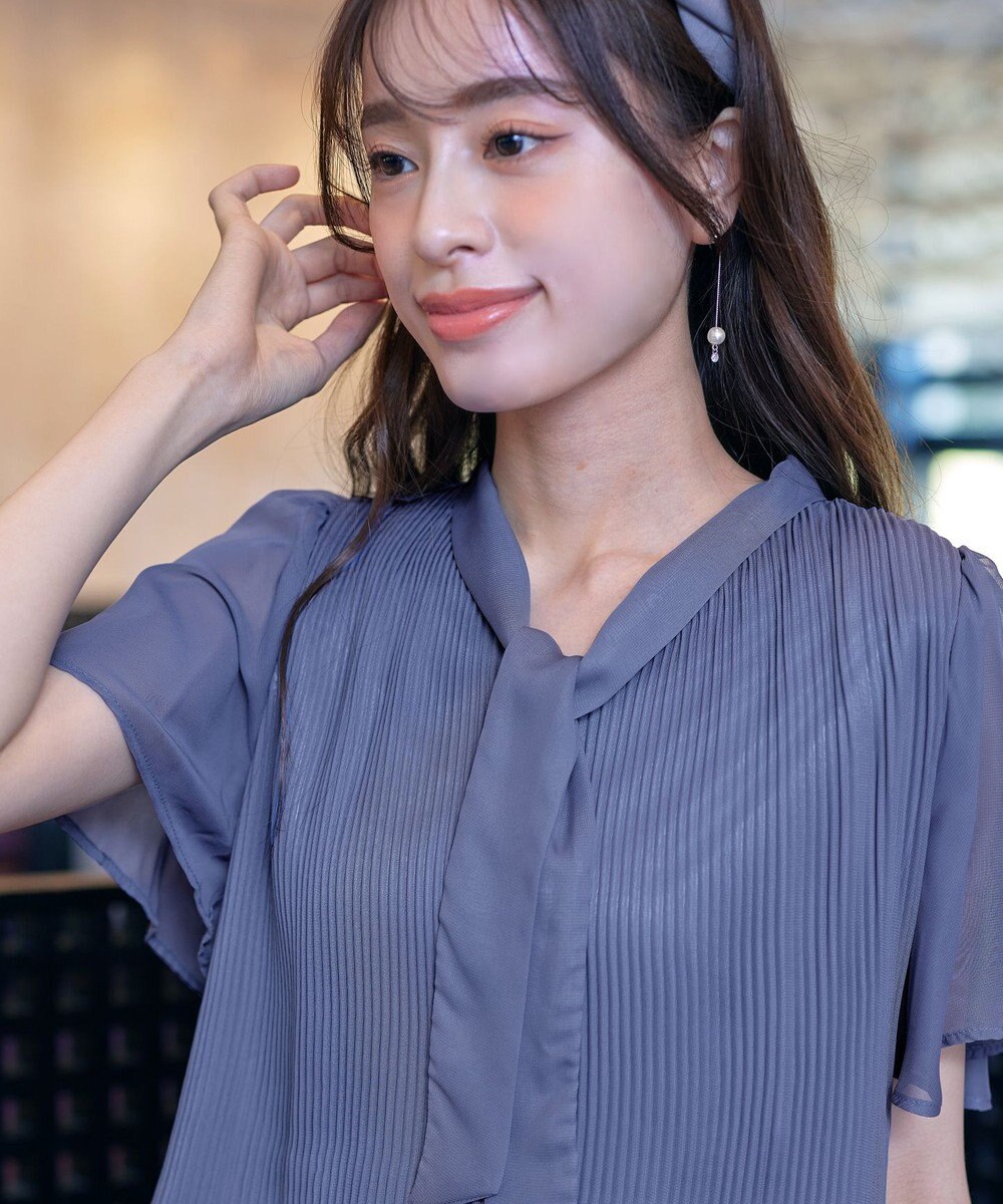 Tiaclasse 【洗える】マジョリカプリーツシフォンチュニックブラウス 