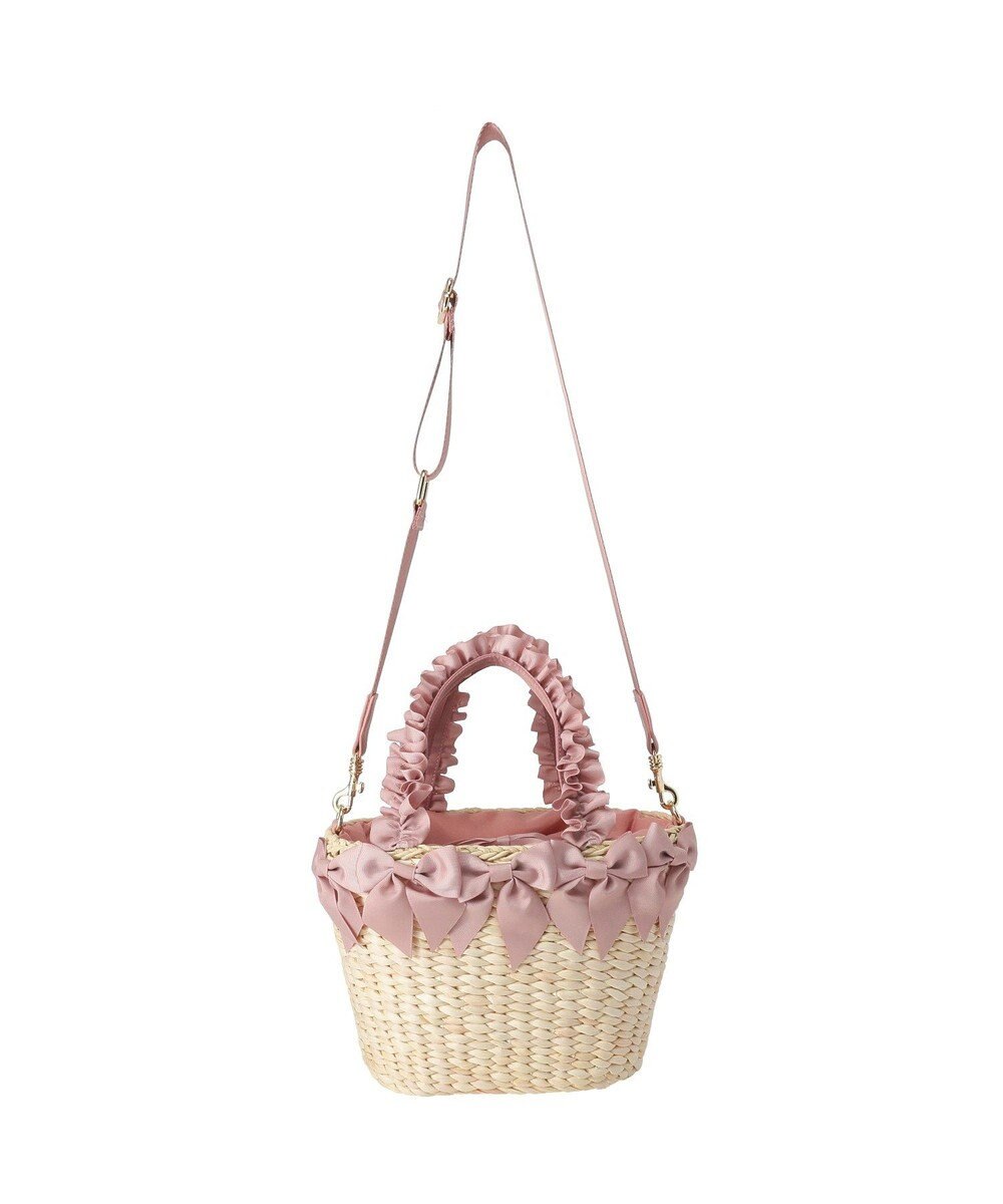 Maison de FLEUR 【2Way】フリルハンドルメイズリボン2Wayカゴバッグ 