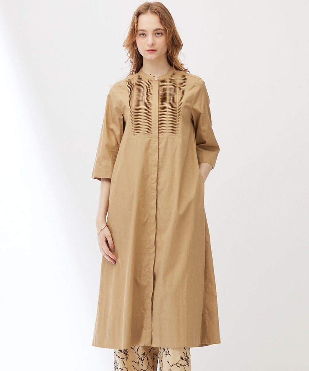 23区 【Indian Factory】コットンポプリン タックディテール シャツワンピース 