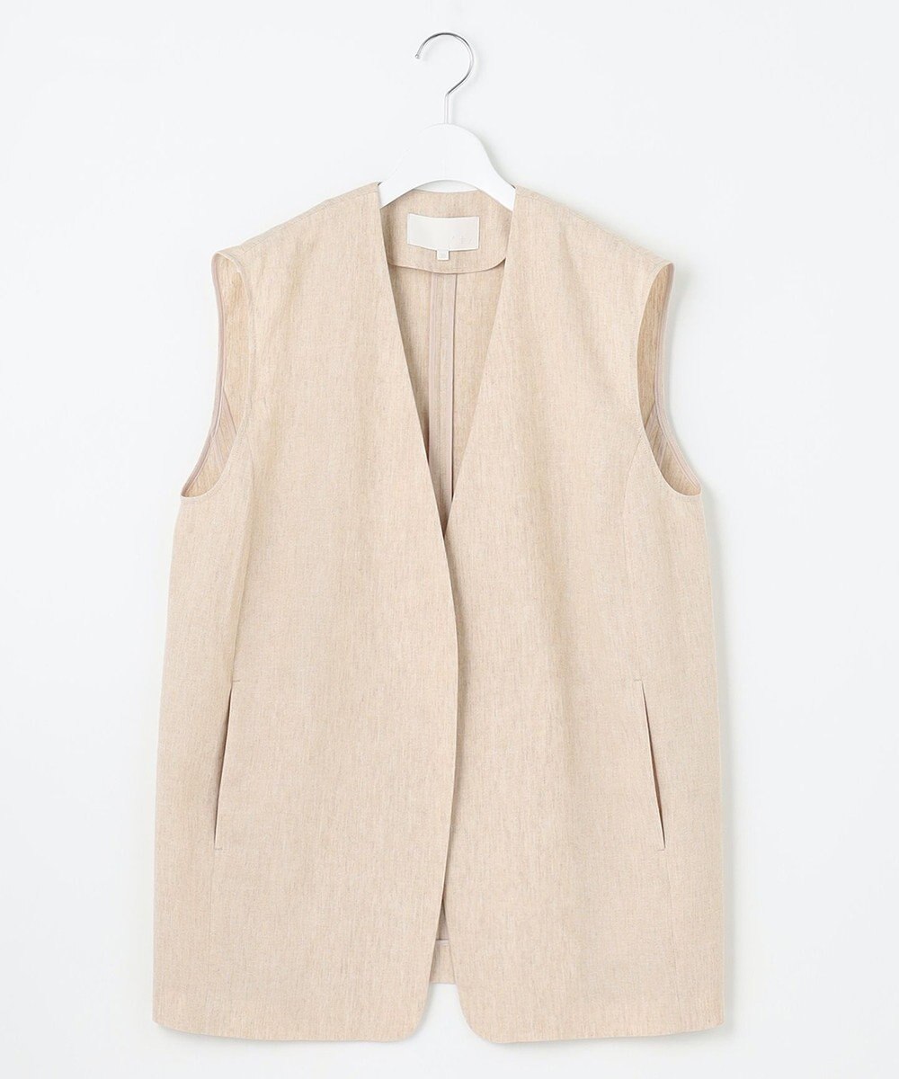 自由区 S 【カタログ掲載・接触冷感・UVカット・洗える】リネンミックスツィル ジレ 