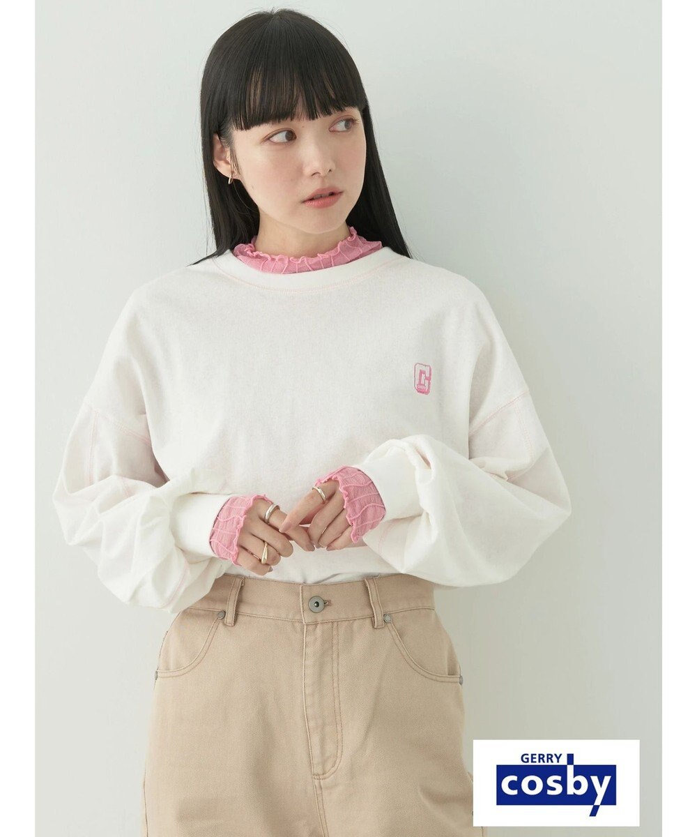 earth music&ecology Ｃｏｓｂｙ×ｅａｒｔｈ　配色ステッチロングＴシャツ 