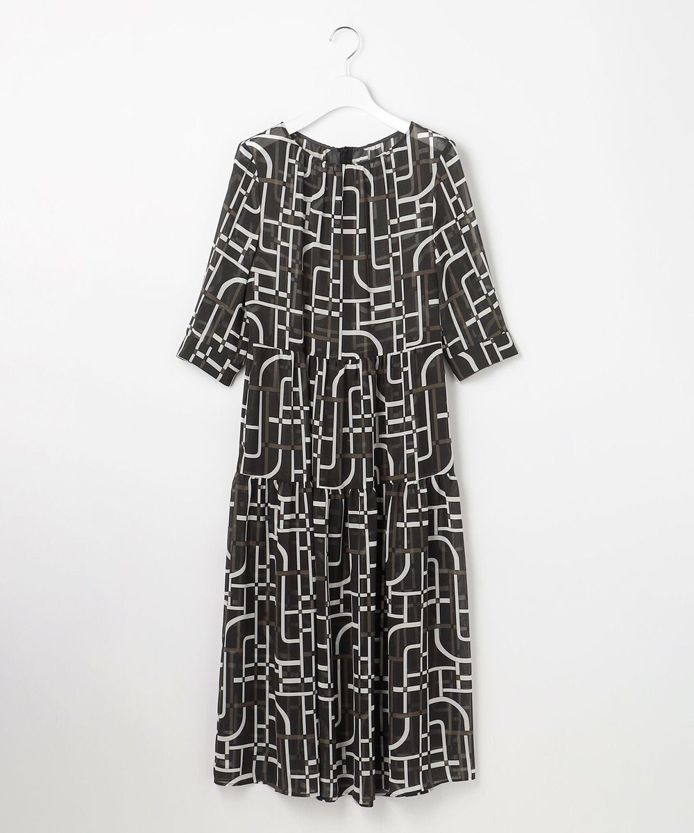 自由区 S ジオメトリックレトロプリント ワンピース 