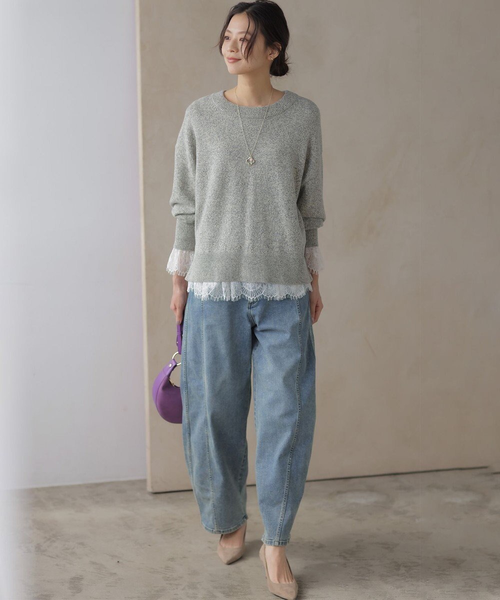 組曲 L 【加藤ローサさん着用】ライトデニムカーブパンツ 