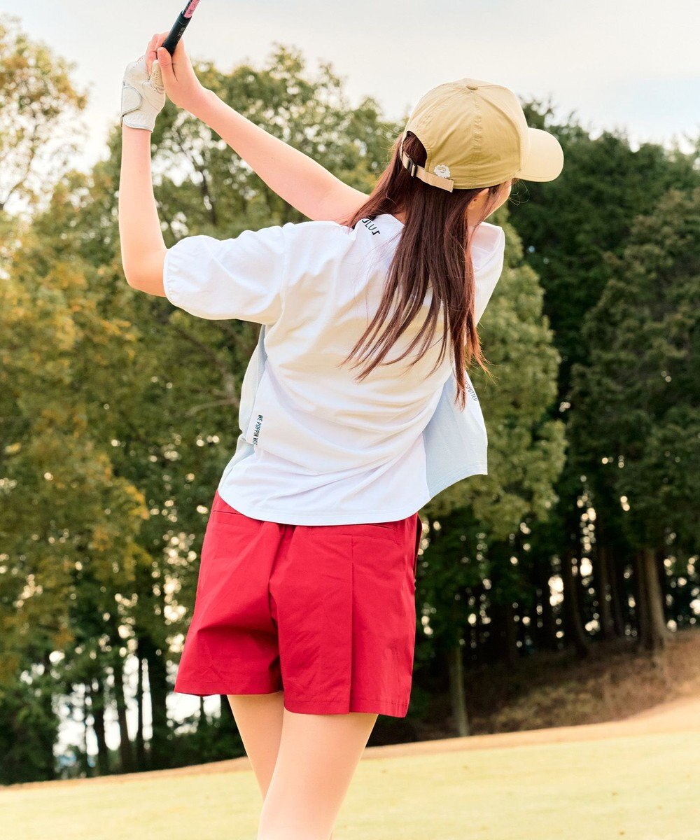 PW CIRCULUS 【WOMEN】パフスリーブメッシュコンビ モックネックT ゴルフウェア レディース 