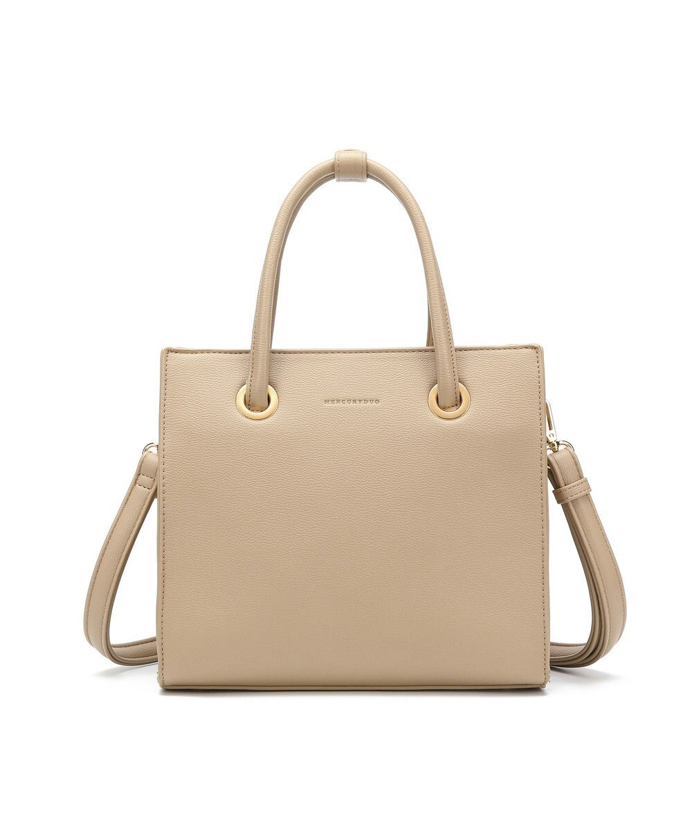 style code  【MERCURYDUO/マーキュリーデュオ】メタルアイレット　両アオリポケット　スクエアハンドバッグ 