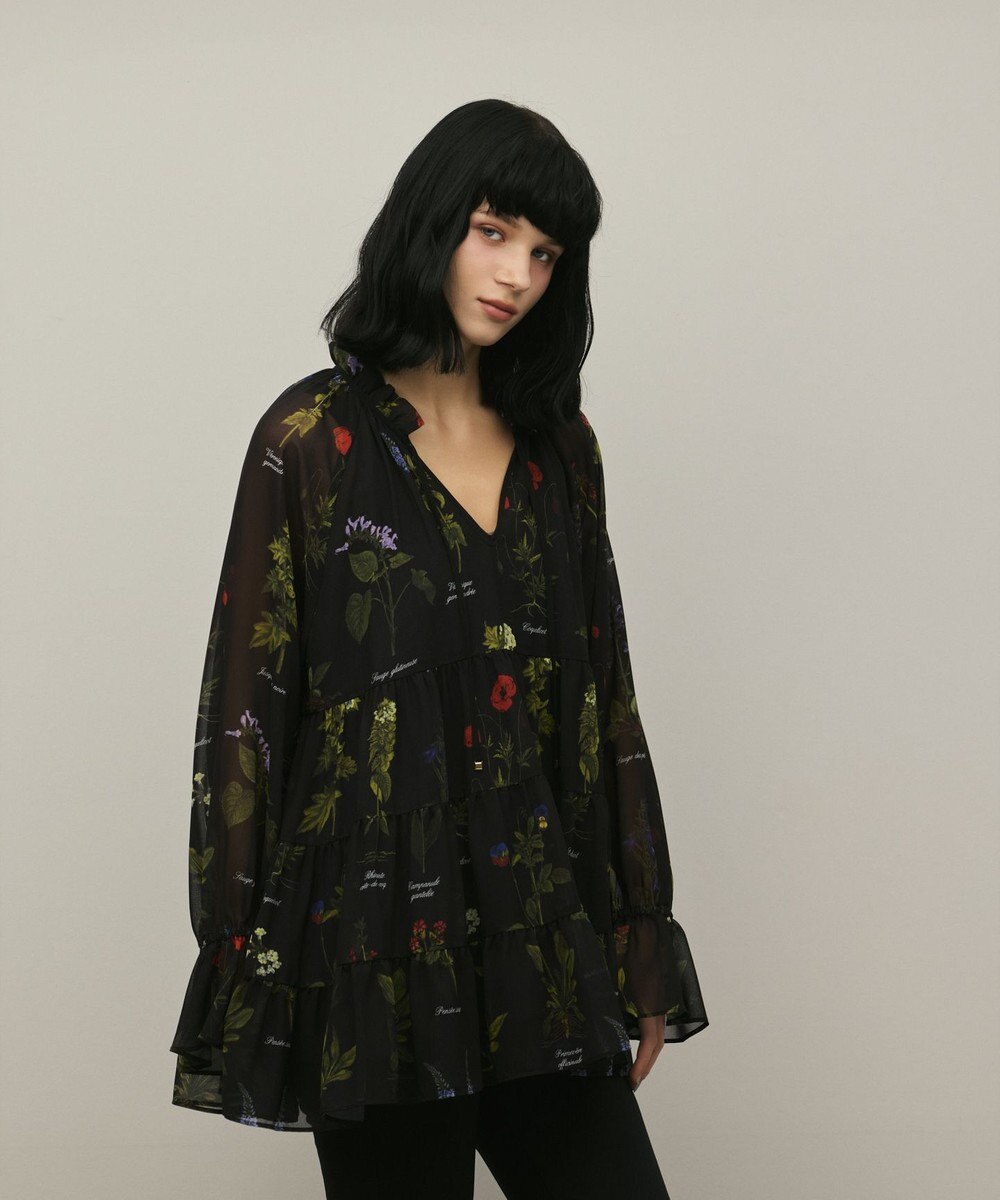 GRACE CONTINENTAL ボタニカルプリントチュニックトップ 