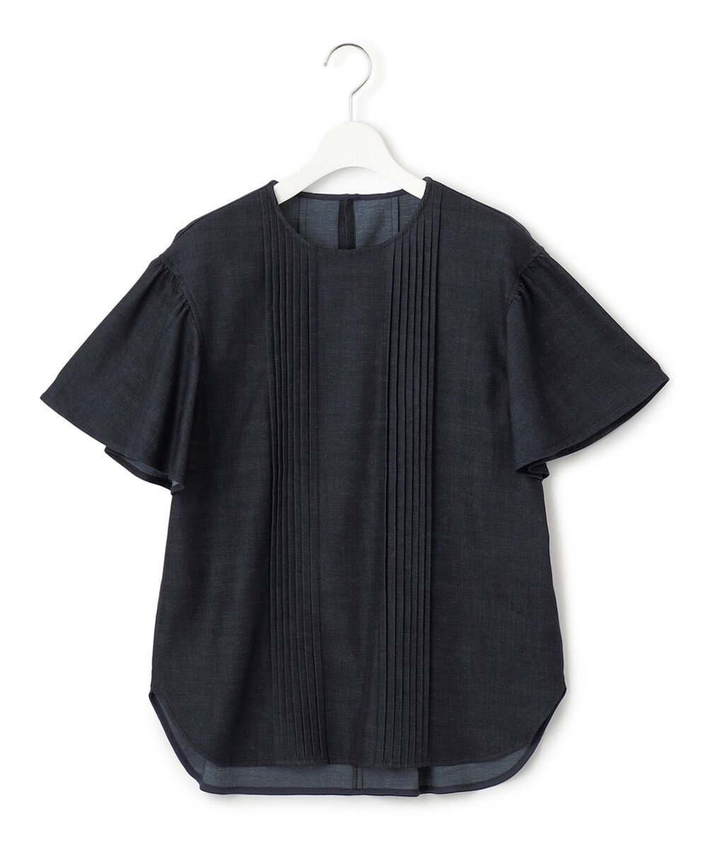 23区 L 【洗える】デニムライクシャンブレー ピンタック ブラウス 