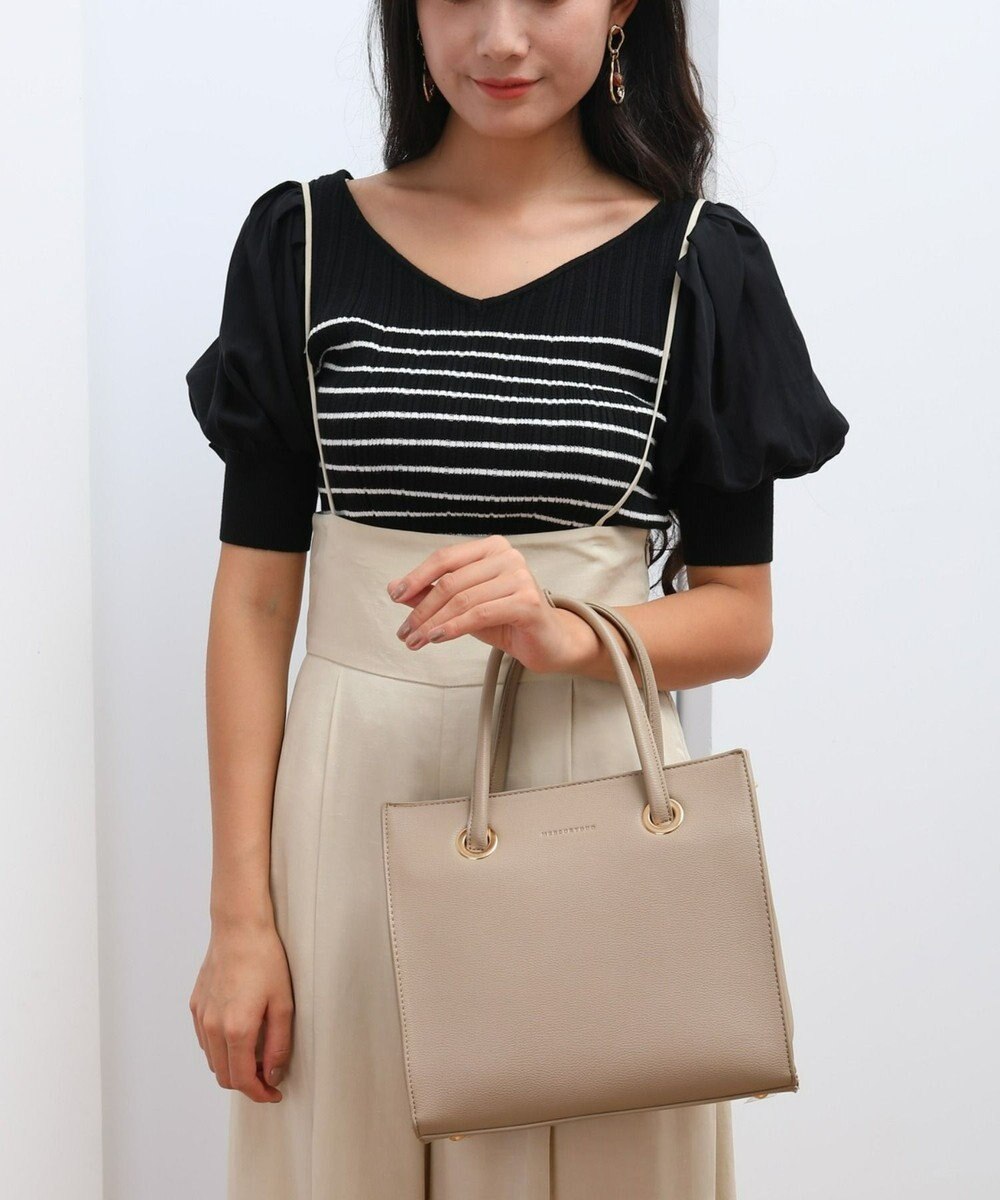 style code  【MERCURYDUO/マーキュリーデュオ】メタルアイレット　両アオリポケット　スクエアハンドバッグ 