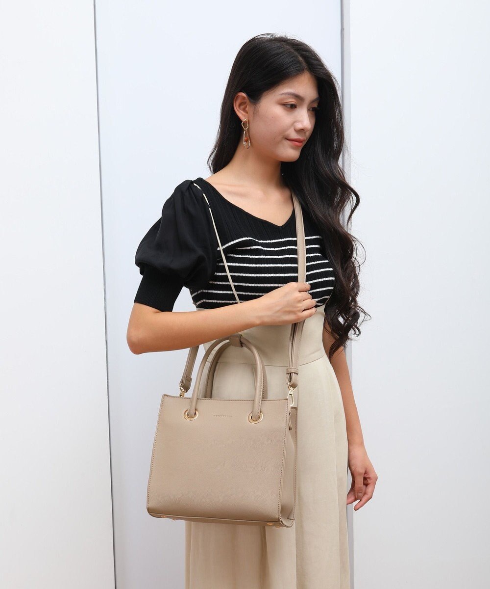 style code  【MERCURYDUO/マーキュリーデュオ】メタルアイレット　両アオリポケット　スクエアハンドバッグ 