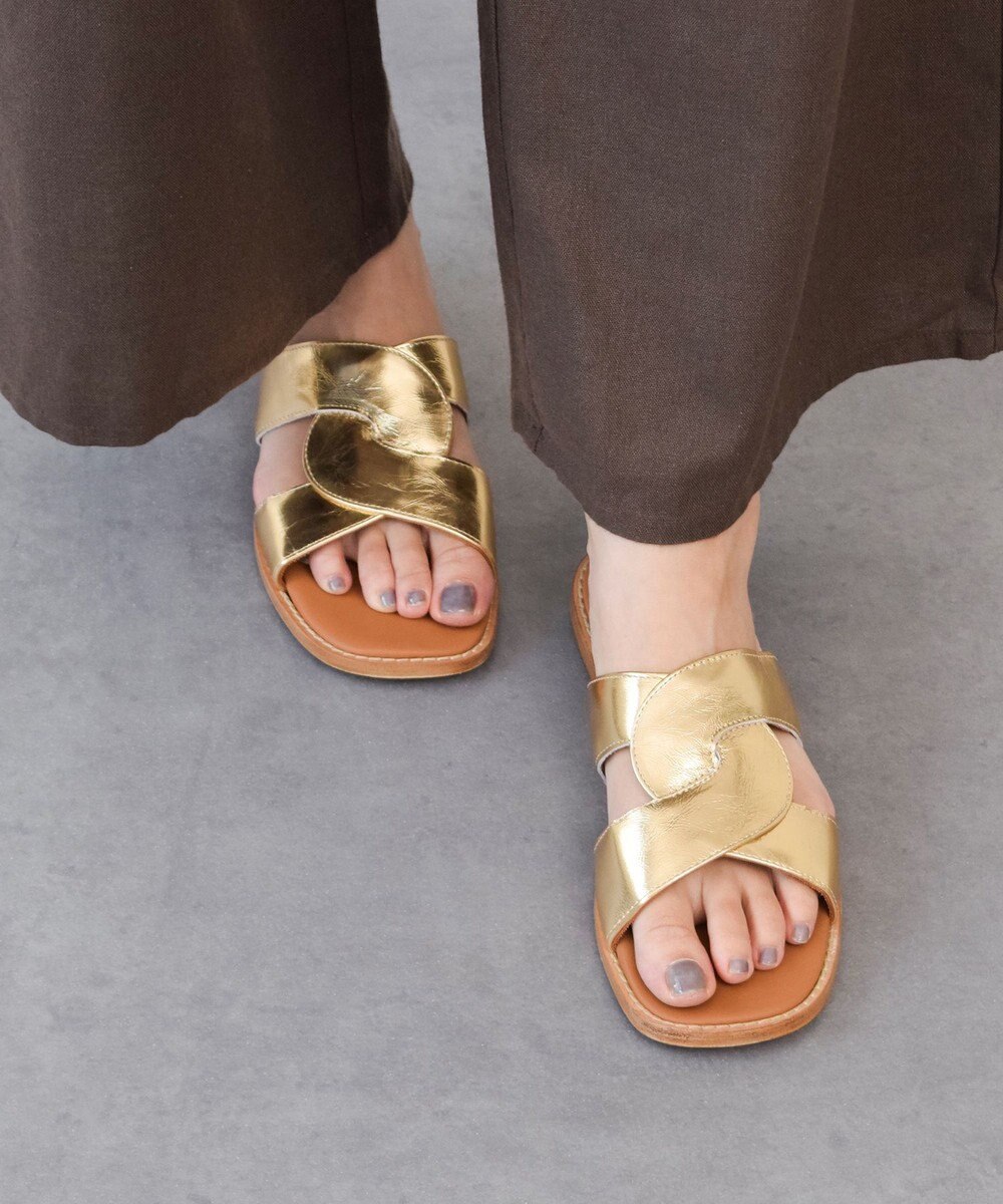 INTER-CHAUSSURES 【FABIO RUSCONI】スクエアトウフラットスライドサンダル 