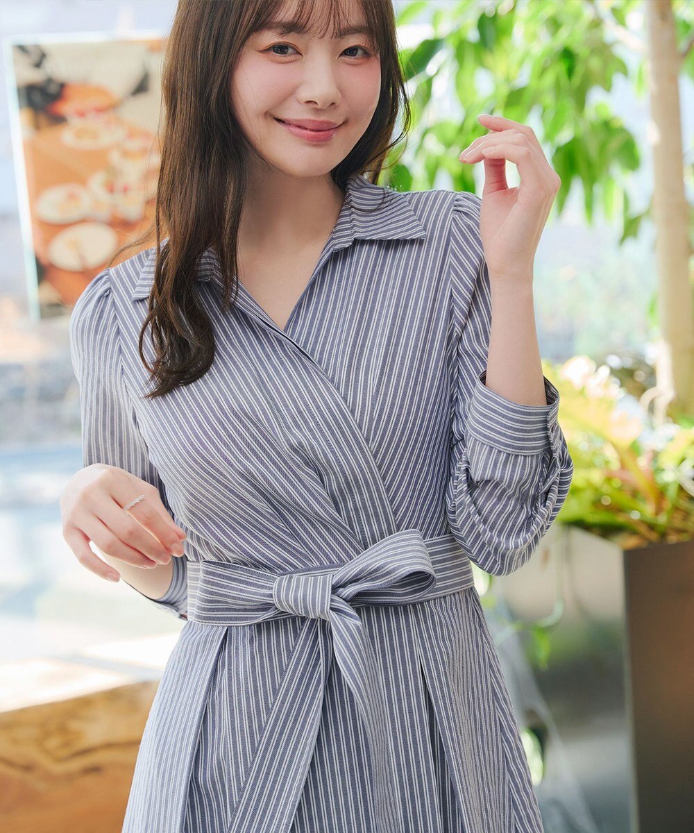 Tiaclasse カシュクールシャツワンピース 