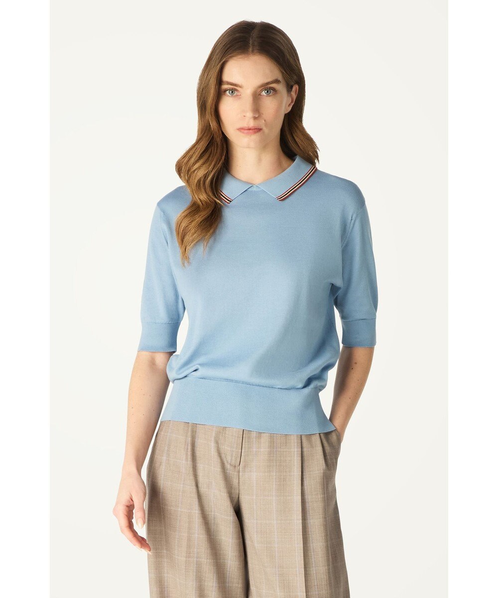 DAKS John Smedley for DAKS ハウスストライプ襟付きトップス 