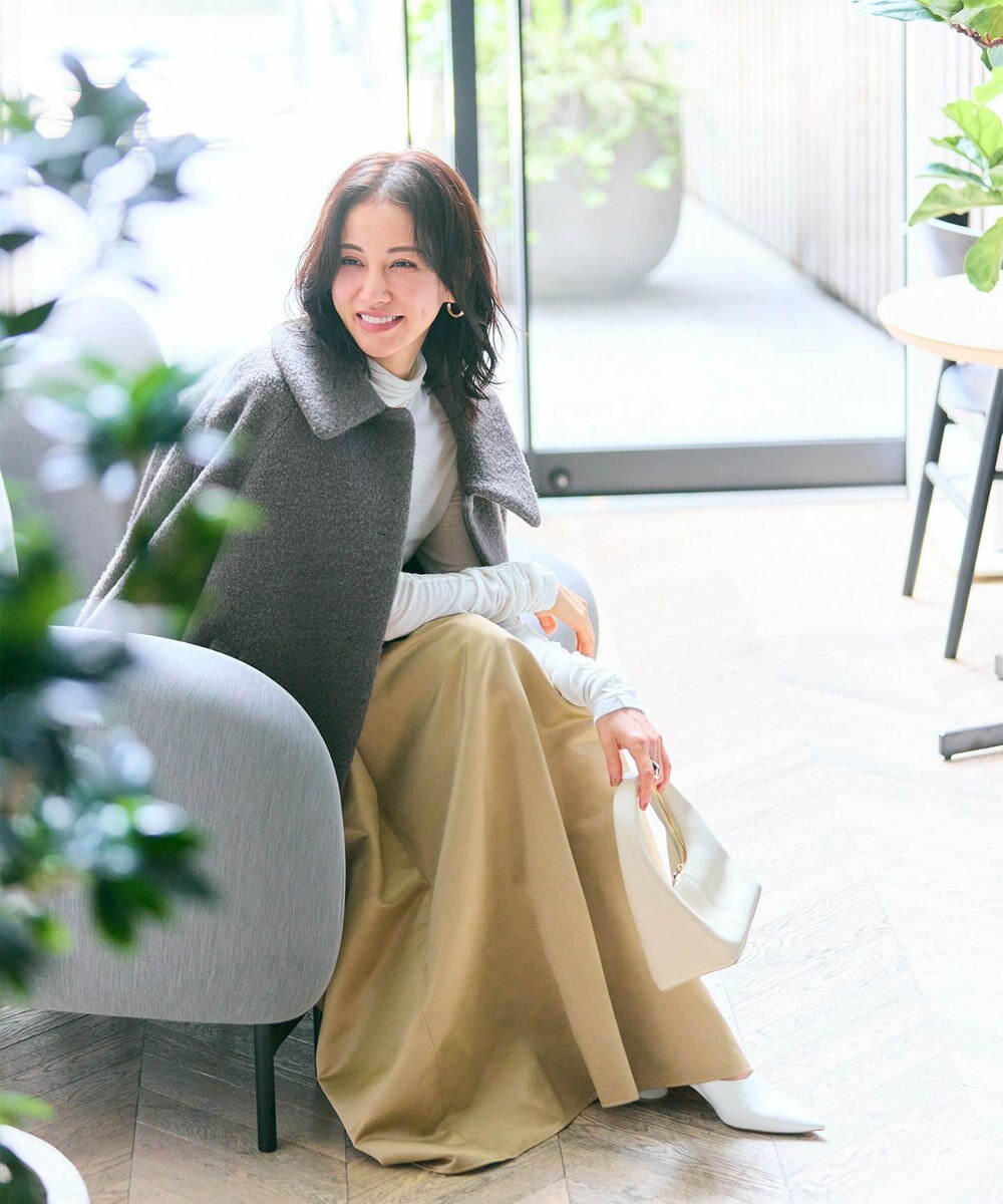 #Newans ヘビーサテンフレアースカート 