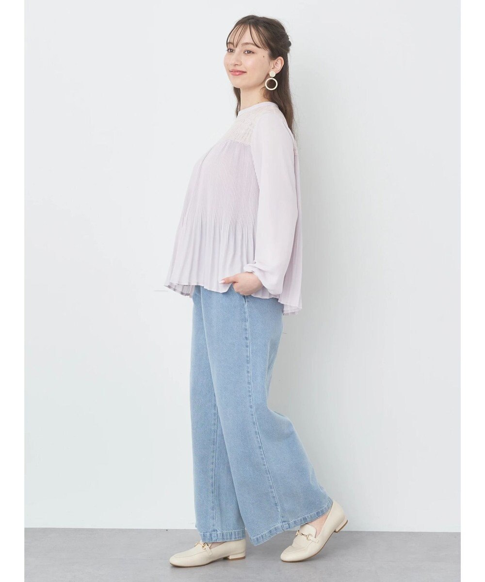 earth music&ecology レースプリーツブラウス 