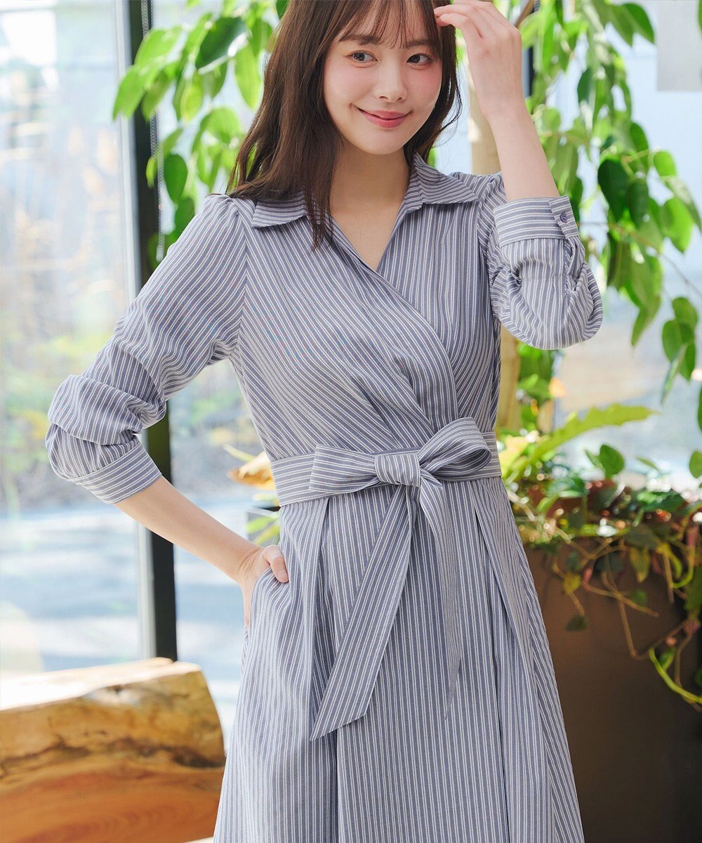 Tiaclasse カシュクールシャツワンピース 