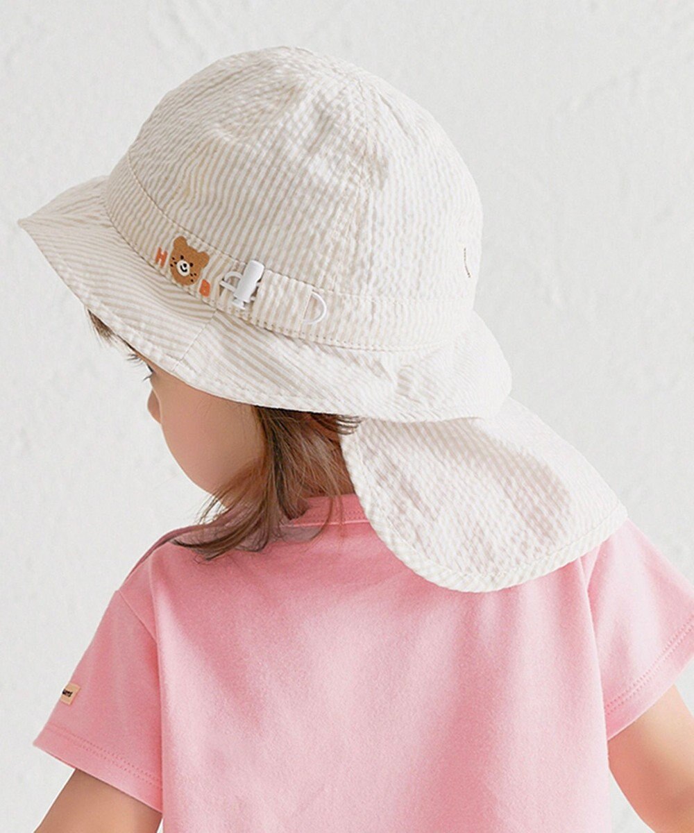 MIKI HOUSE HOT BISCUITS 【44-54cm】サッカー素材 ストライプ柄クロッシェ(帽子) 