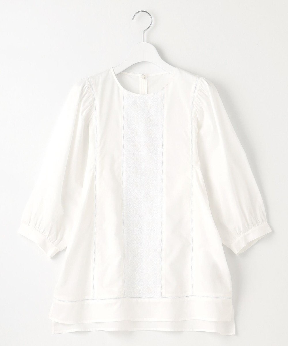 自由区 【洗える・XSサイズあり】ジオメトリックエンブロイダリー ブラウス 
