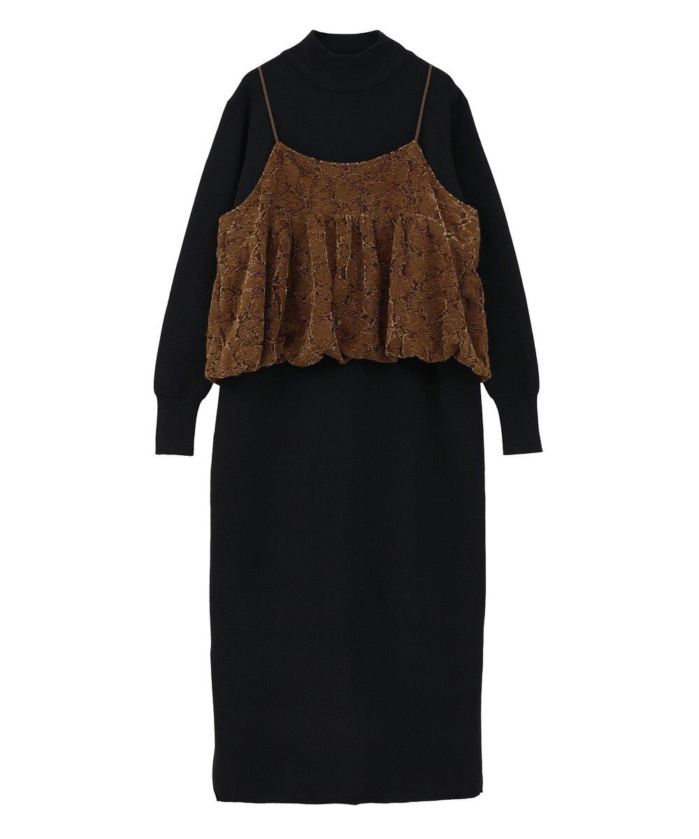 YECCA VECCA 【2点SET】バルーンキャミ付きニットワンピース 