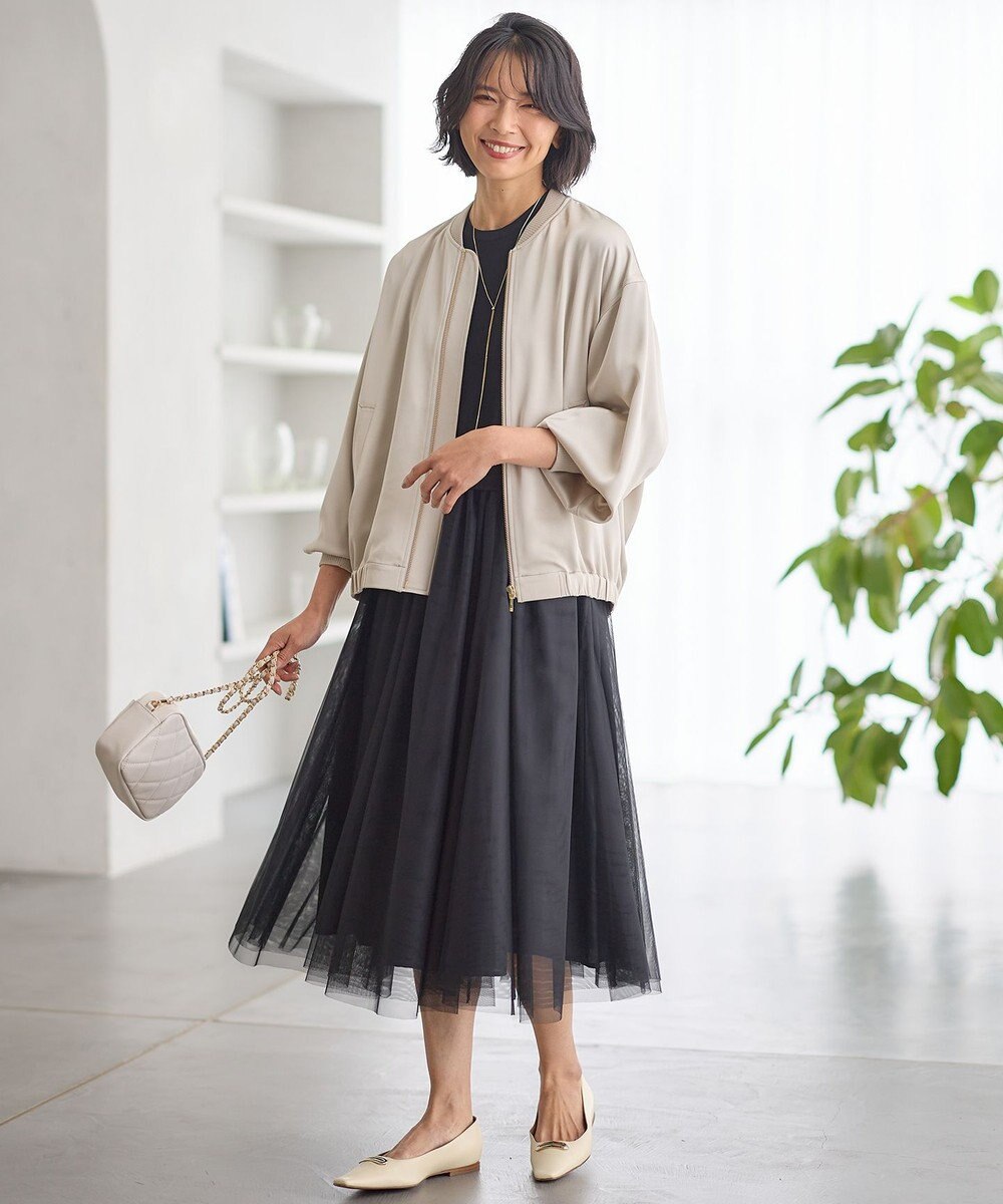 23区 【洗える】ドレープサテン MA-1 ブルゾン 