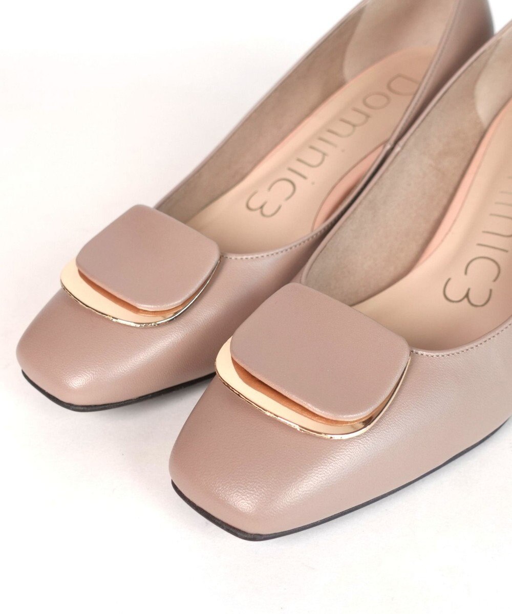 Dominic3 スクエアモチーフ レザーパンプス 